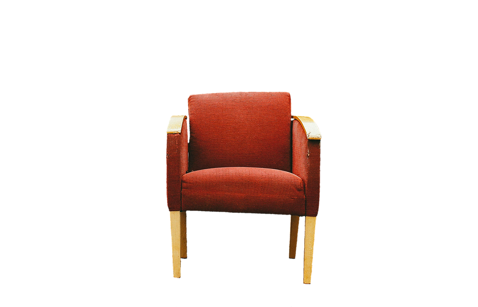 A Red Chair With Wooden Legs