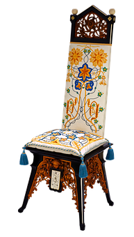 A Chair With A Colorful Design