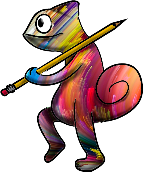 A Colorful Chameleon Holding A Pencil