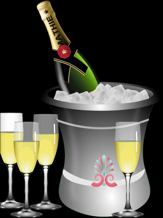 Champagne Bottle Clipart Free Download Clip Art Png - Champagne Bottle And Glasses Clipart, Transparent Png