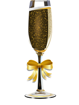 A Glass Of Champagne With A Bow