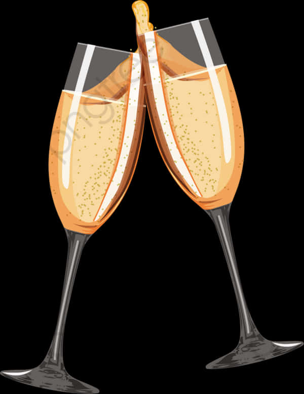 Champagne Golden Image And - Transparent Background Champagne Glass Cheers Clipart, Hd Png Download