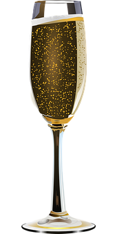 A Glass Of Champagne With Gold Bubbles
