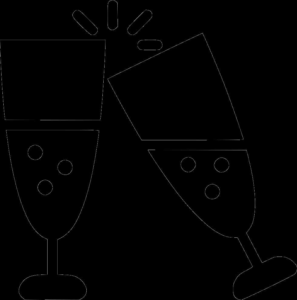 A Black And White Image Of Two Glasses
