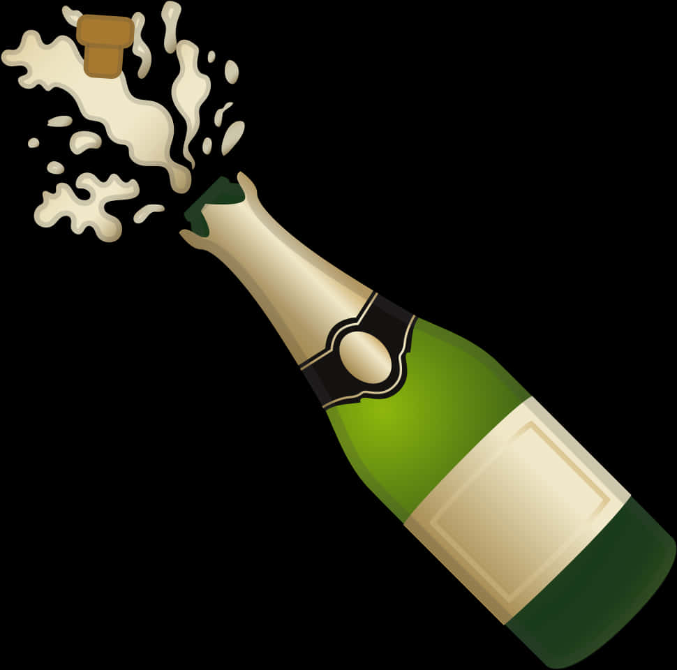A Bottle Of Champagne With A Cork Popping Out Of It