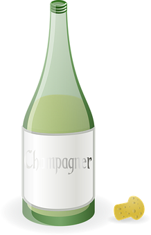 A Bottle Of Champagne With A White Label
