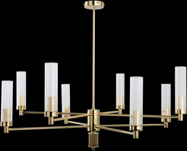 A Gold Chandelier With Clear Glass Tubes