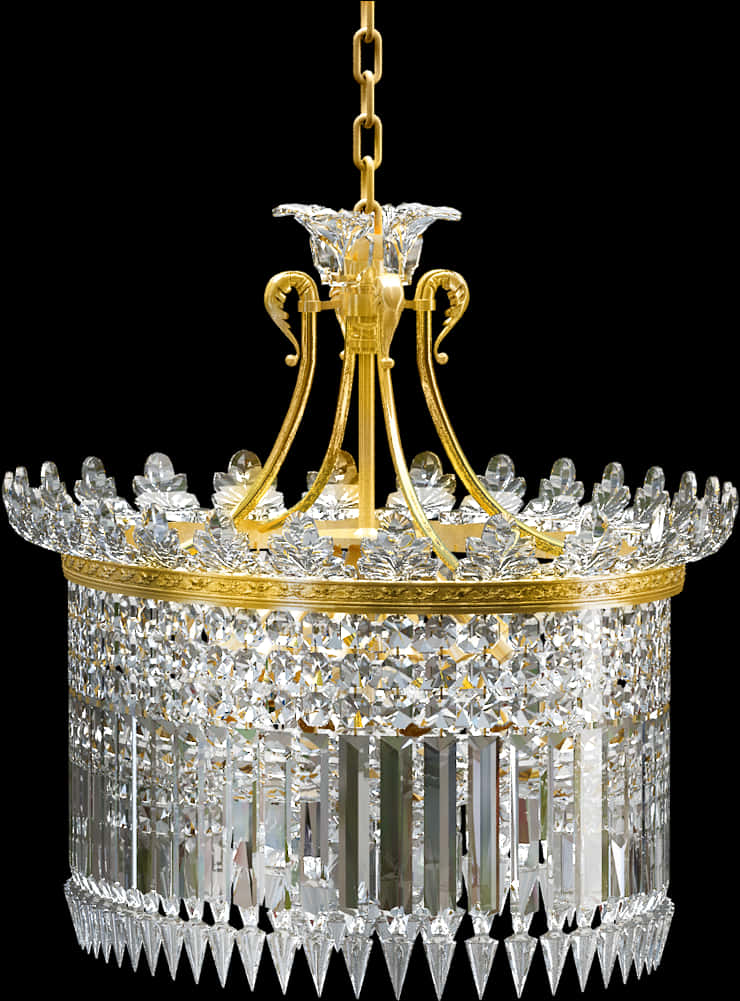 A Crystal Chandelier With Gold Trim