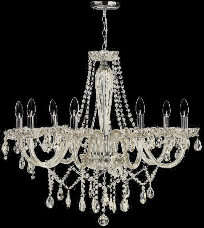A Chandelier With Crystals From The Ceiling