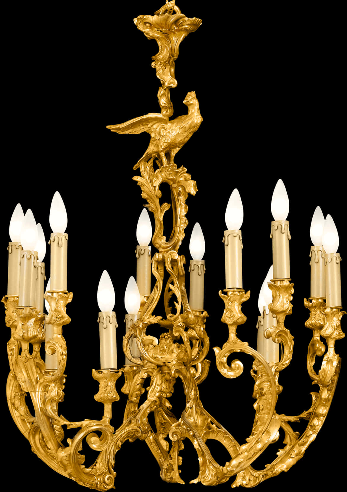 A Gold Chandelier With Candles