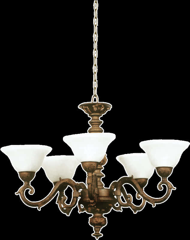 A Chandelier With White Shades