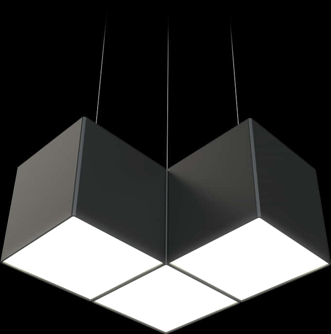 A Group Of Black Cubes From A Ceiling