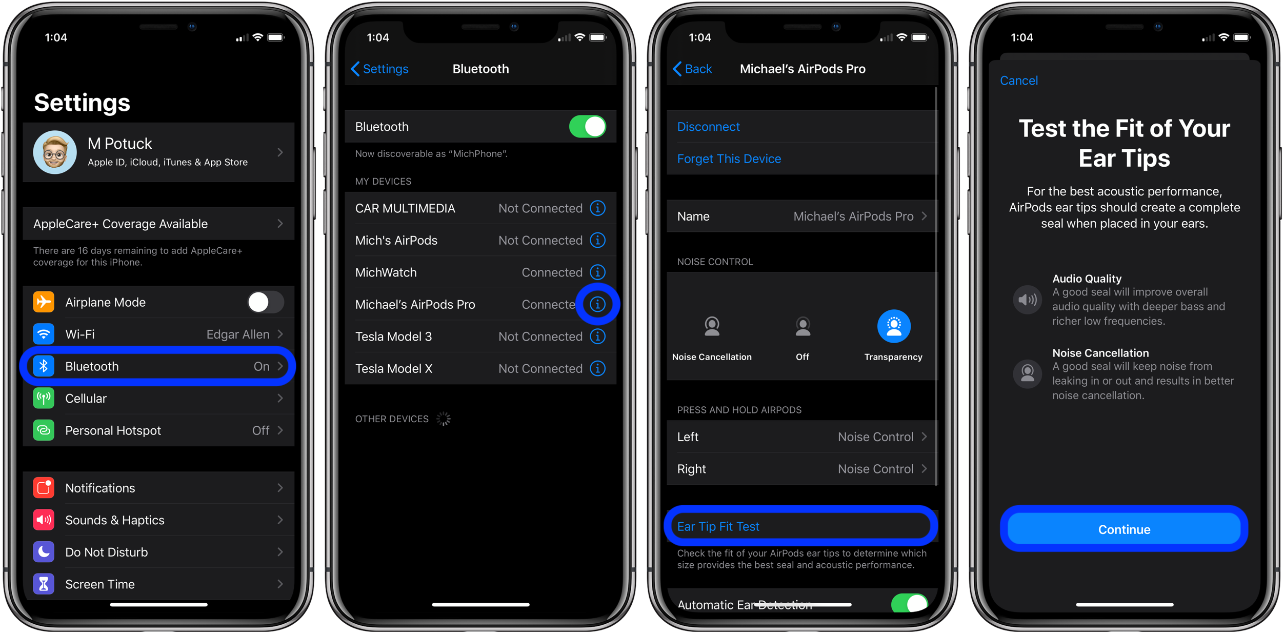 Change Airpods Pro Ear Tips And Run Ear Tips Fit Test - Ios 13 Dark Mode, Hd Png Download