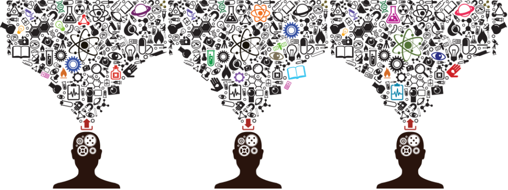 A Silhouette Of A Person With Gears And Icons