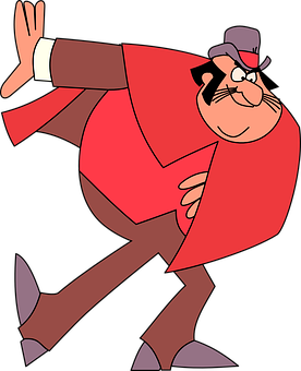 Cartoon Man In A Red Cape And Hat