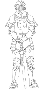 A Black And White Drawing Of A Knight
