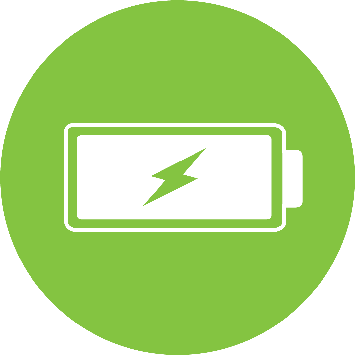 A Green Circle With A Battery With Lightning Bolt In It