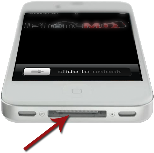 A White Cell Phone With A Red Arrow Pointing To The Screen