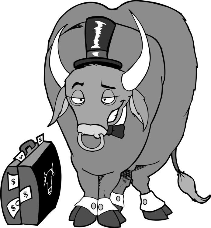 A Cartoon Of A Bull Wearing A Hat And Bow Tie
