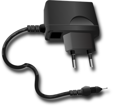 A Black Power Cord With A Square Plug