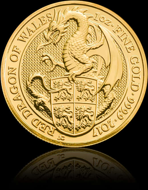 A Gold Coin With A Dragon On It