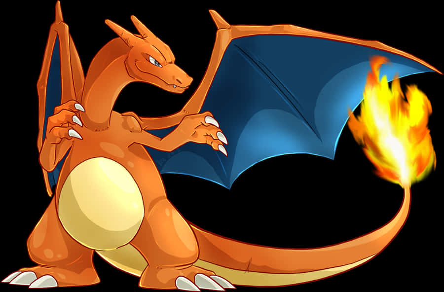 Cartoon Of A Dragon With Wings And A Blue And Orange Blanket