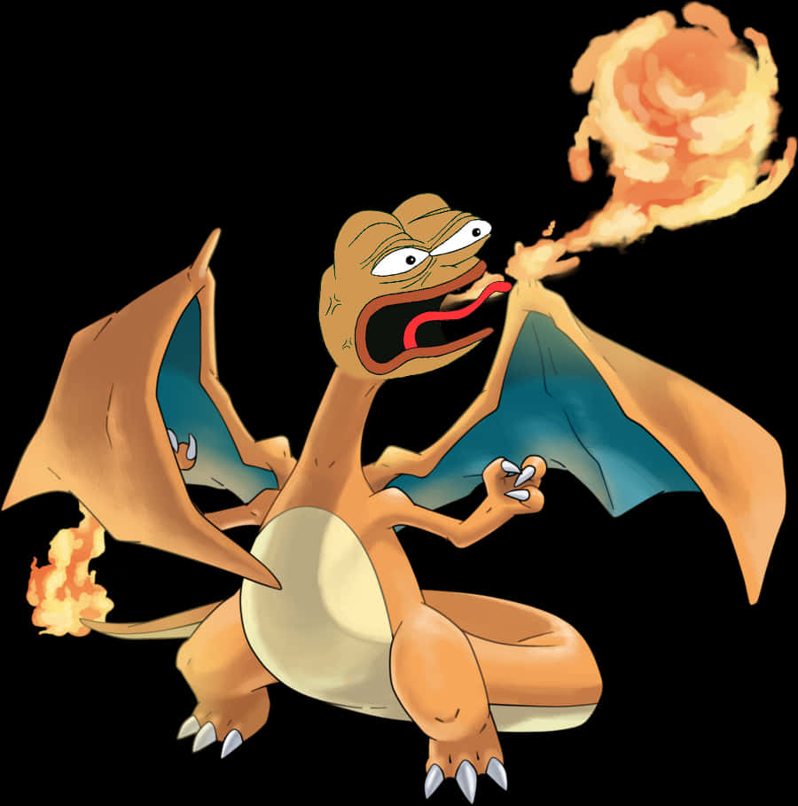Cartoon Of A Dragon With Fire
