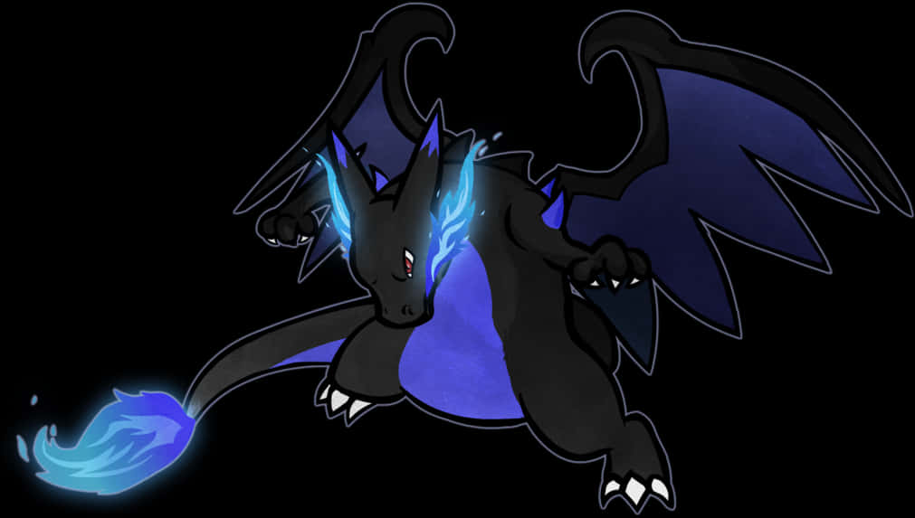 A Cartoon Of A Dragon With Blue Flames