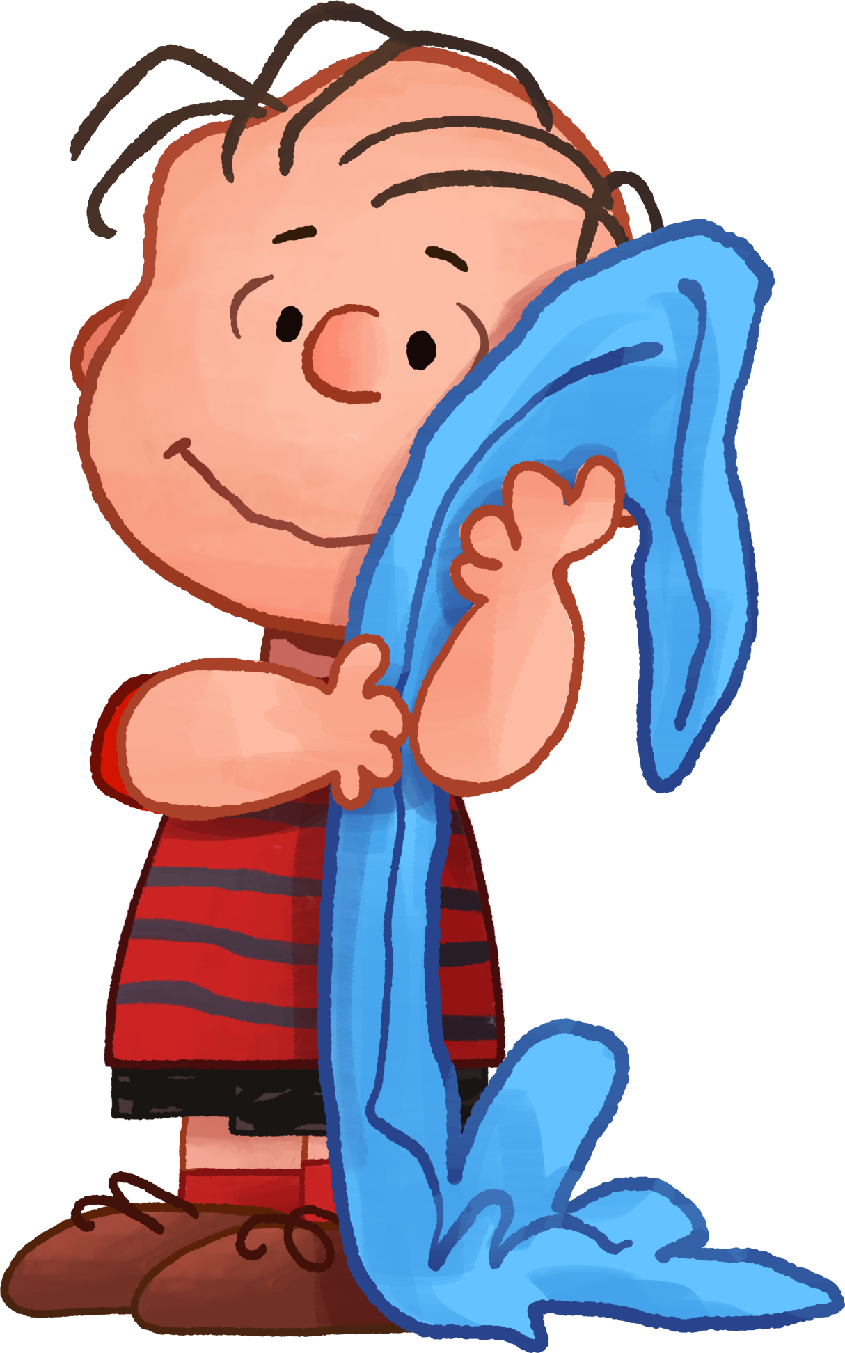 Cartoon A Cartoon Of A Boy Holding A Blue Blanket