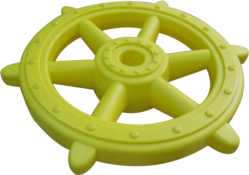 A Yellow Plastic Wheel On A Black Background