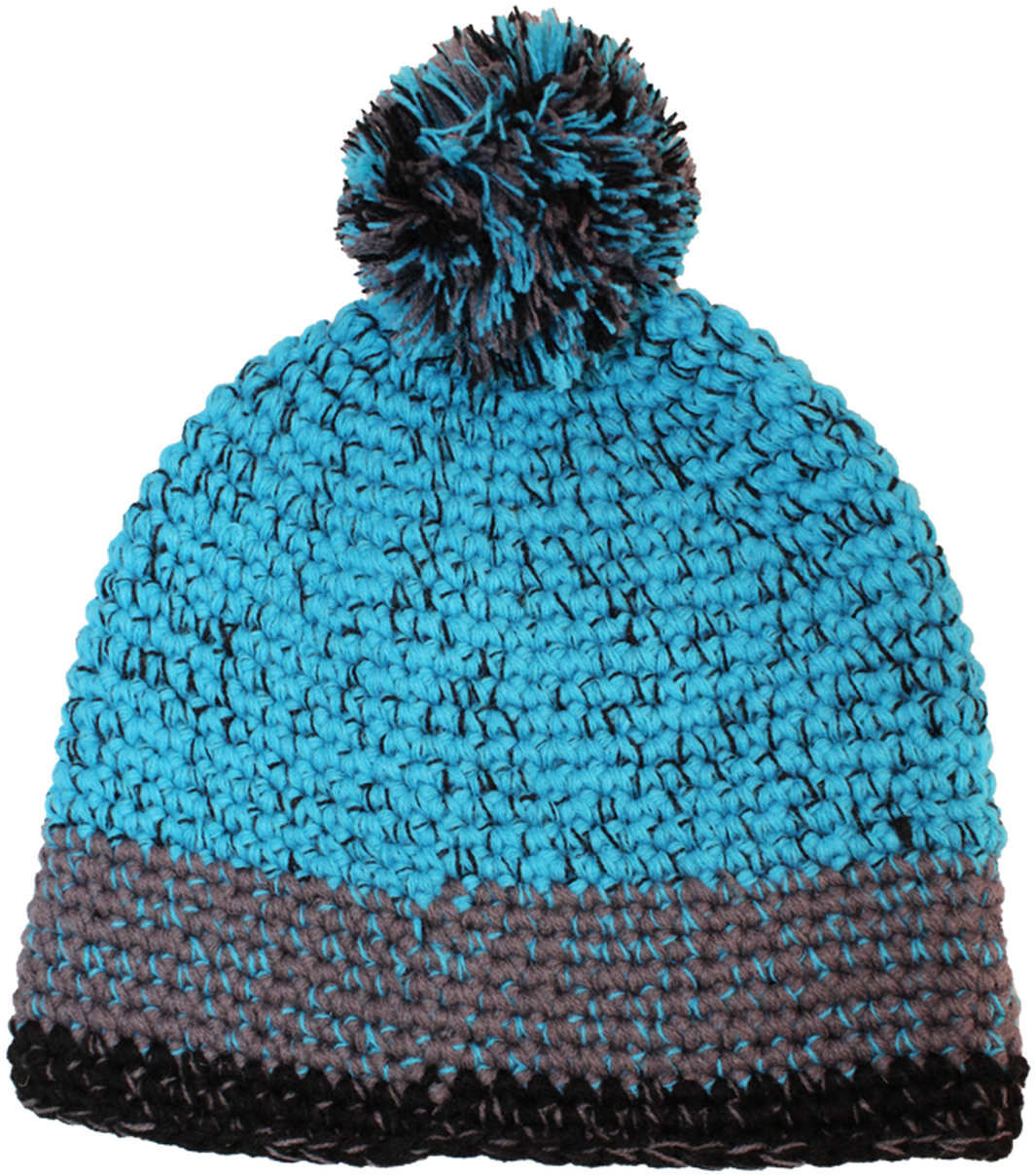 A Blue And Black Knitted Hat