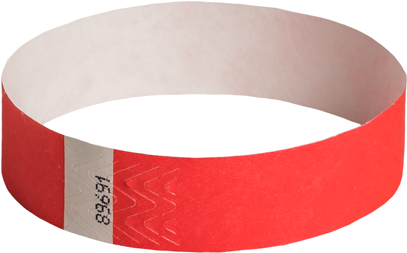 A Red And White Paper Wristband