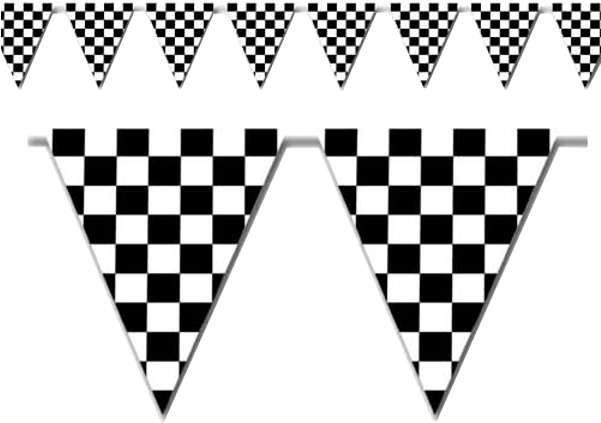 A Group Of Black And White Flags