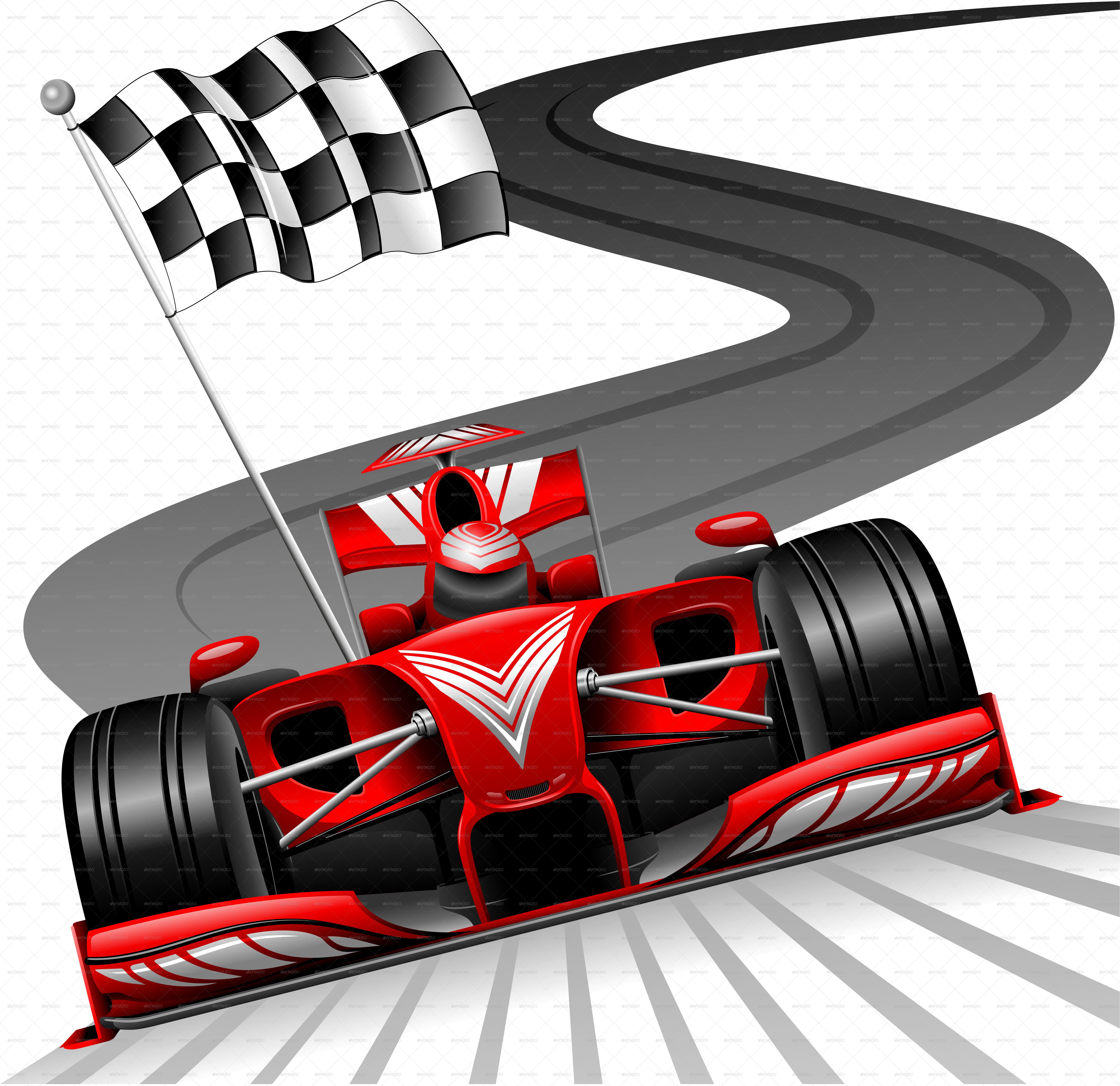 A Race Car With A Checkered Flag
