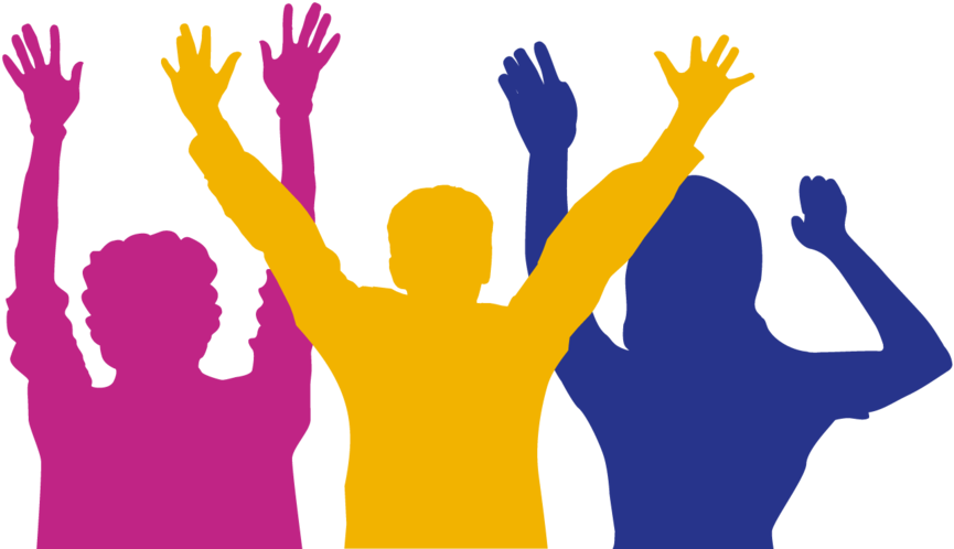 A Group Of People With Their Hands Up