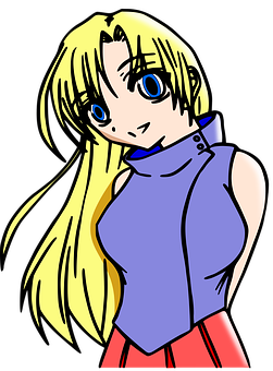 A Cartoon Of A Woman With Long Blonde Hair
