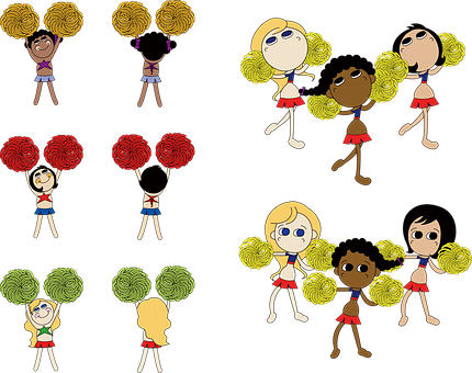 A Group Of Cartoon Cheerleaders