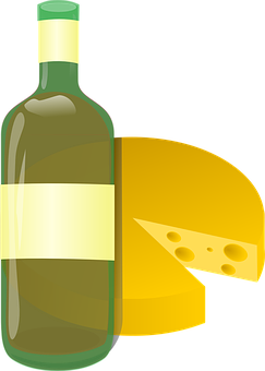 A Bottle Of Wine Next To A Cheese