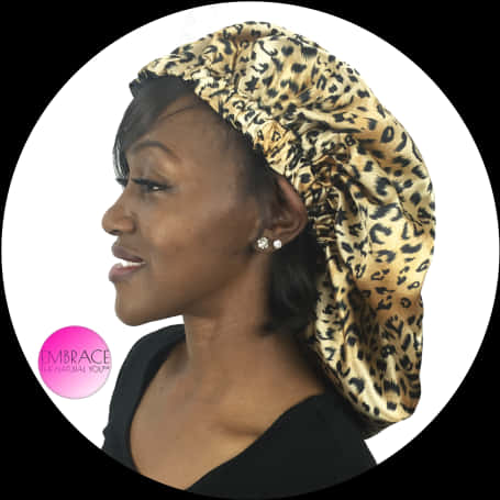 A Woman Wearing A Leopard Print Head Wrap
