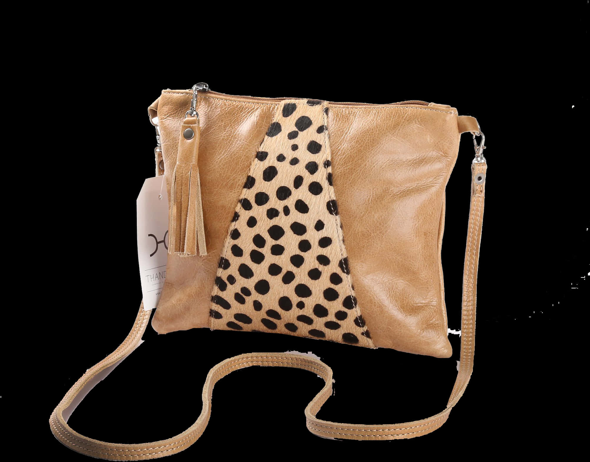 A Brown Purse With A Black And Tan Design