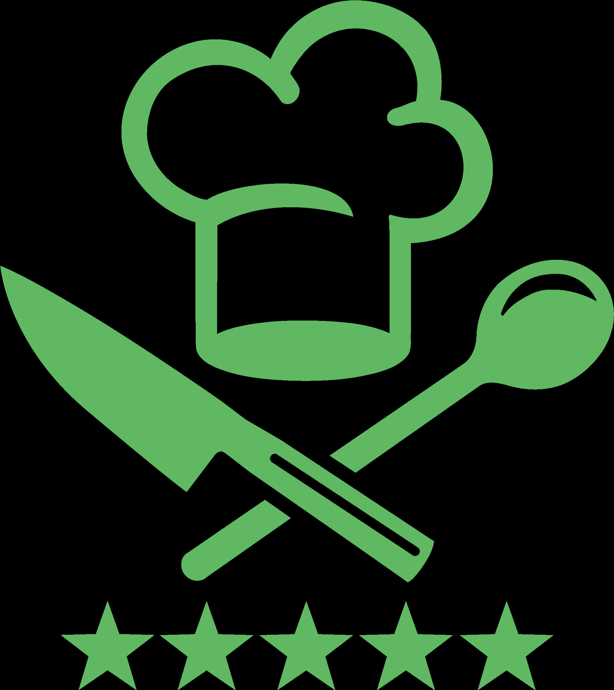 A Green Chef Hat And Spoon And Stars
