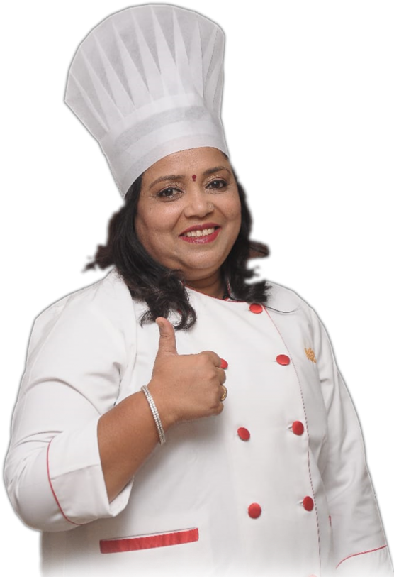 A Woman Wearing A Chef's Hat And Giving A Thumbs Up