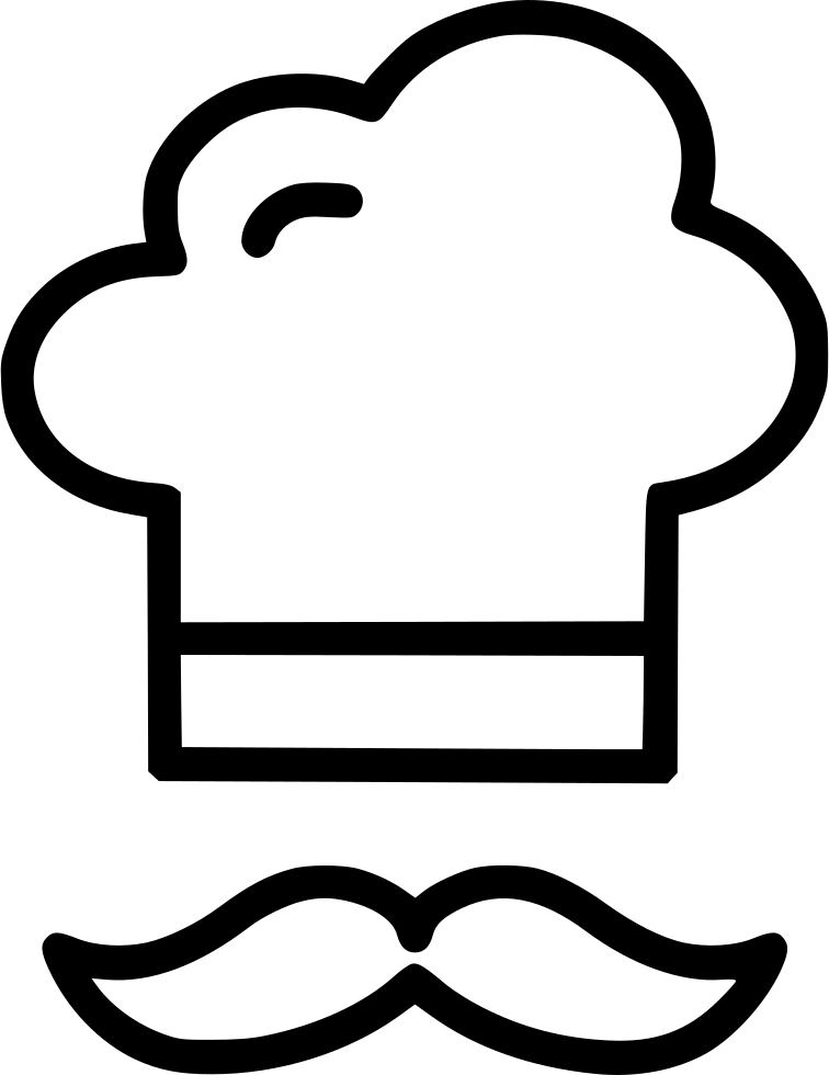 A Black Outline Of A Chef Hat And Mustache