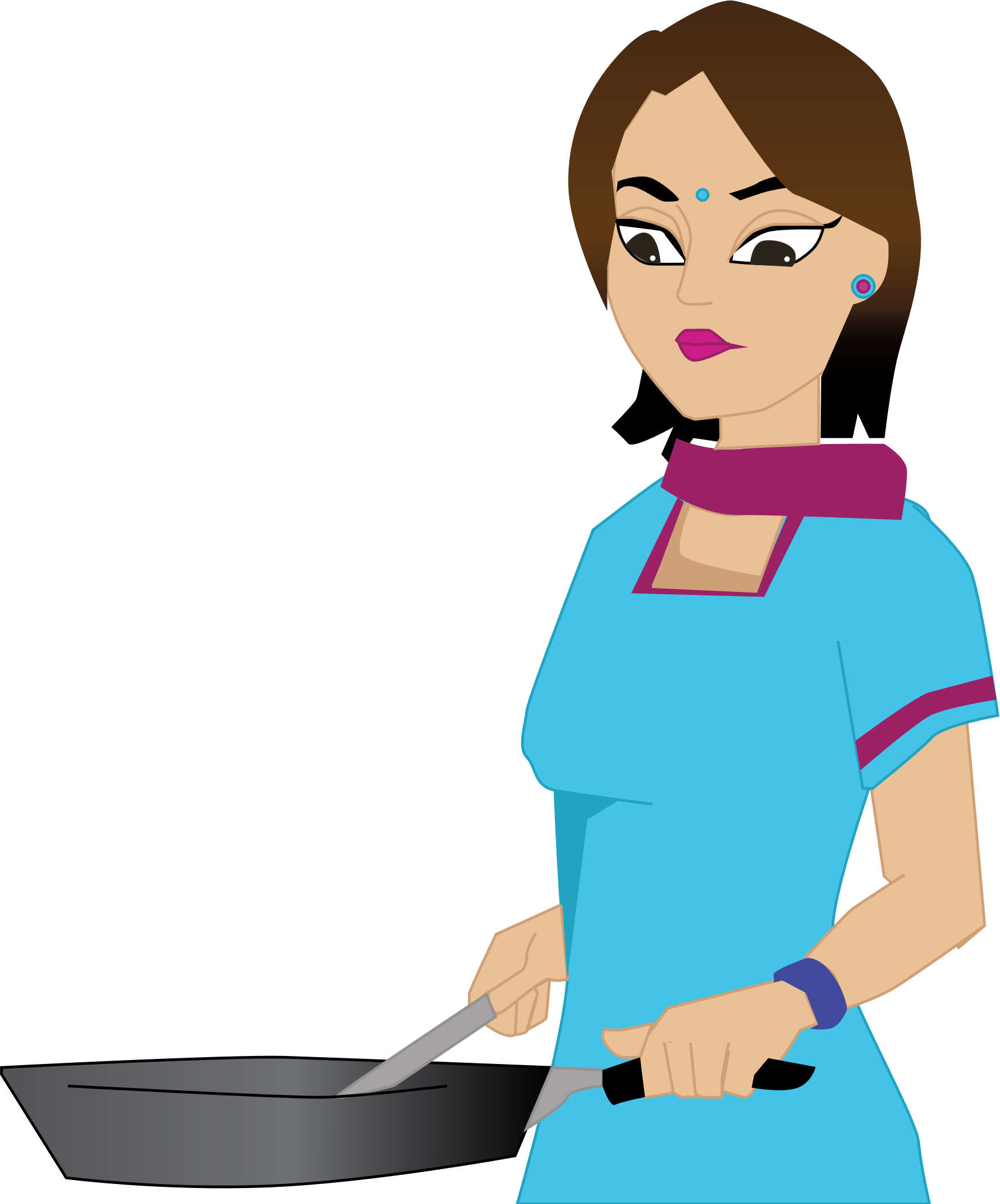 A Cartoon Of A Woman Cooking