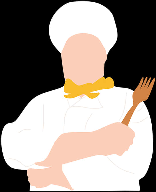 A Man In A Chef's Uniform Holding A Fork