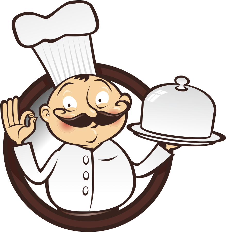 A Cartoon Of A Chef Holding A Tray