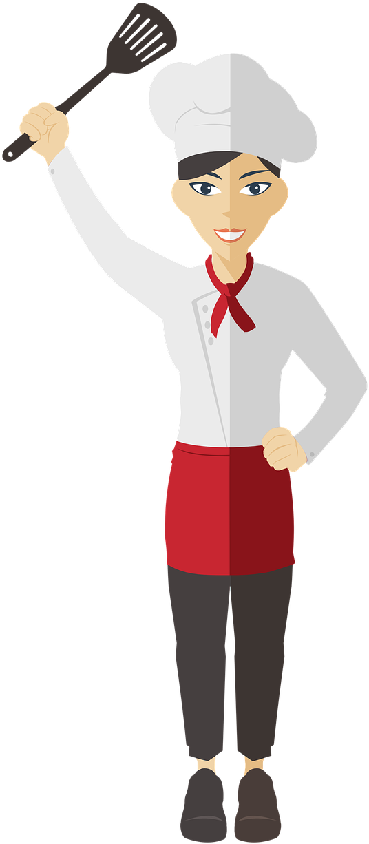 A Cartoon Of A Woman Wearing A Chef's Uniform