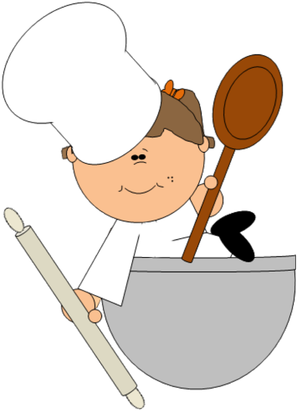 Cartoon Of A Chef Sitting In A Bowl