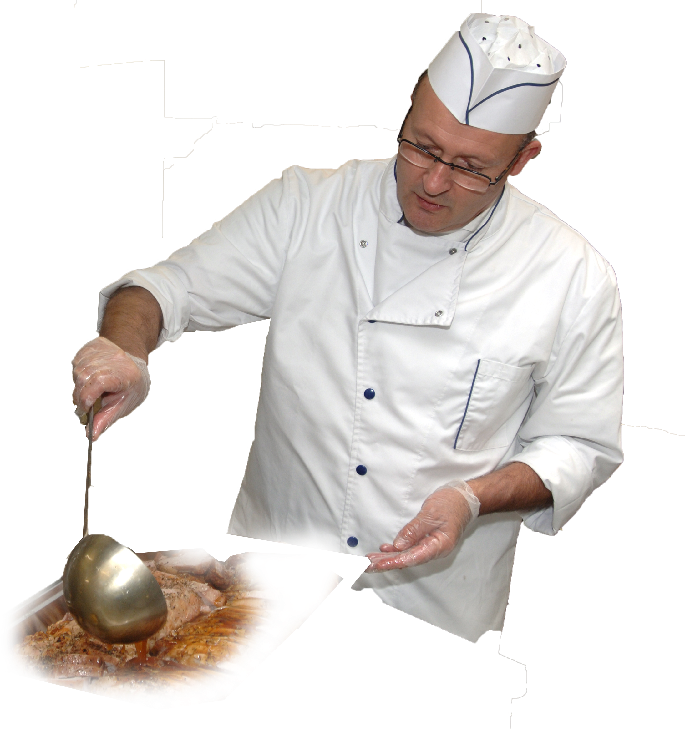A Man In A Chef's Uniform Cooking