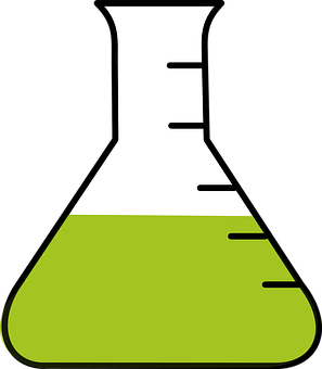 A Beaker With Green Liquid
